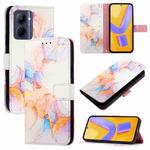 For Realme C33 2022 / 2023 Global PT003 Marble Pattern Flip Leather Phone Case(Galaxy Marble White)