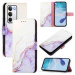 For Realme C71 4G Global PT003 Marble Pattern Flip Leather Phone Case(White Purple)