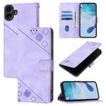 For Nothing CMF Phone 1 Skin-feel Embossed Leather Phone Case(Light Purple)