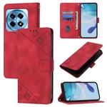 For OnePlus 12R 5G Global Skin-feel Embossed Leather Phone Case(Red)