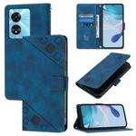 For OnePlus Nord N300 Skin-feel Embossed Leather Phone Case(Blue)