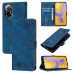 For Realme C67 4G Global Skin-feel Embossed Leather Phone Case(Blue)