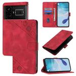 For Realme GT5 240W / Realme GT5 Skin-feel Embossed Leather Phone Case(Red)