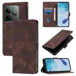 For Realme GT 6 5G Global Skin-feel Embossed Leather Phone Case(Brown)