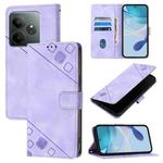 For Realme GT 6T 5G Global Skin-feel Embossed Leather Phone Case(Light Purple)