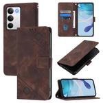 For Realme C71 4G Global Skin-feel Embossed Leather Phone Case(Brown)