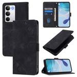 For Realme C71 4G Global Skin-feel Embossed Leather Phone Case(Black)