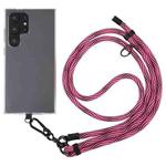 8mm S Texture Phone Anti-lost Neck Chain Nylon Crossbody Lanyard, Adjustable Length: about 75-135cm(Black Rose Red)