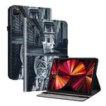 For iPad Pro 11 2022 / Air 10.9 2022 Crystal Texture Painted Leather Smart Tablet Case(Cat Reflection Tiger)