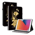 For iPad 10.2 2021 / Air 10.5 Crystal Texture Painted Leather Smart Tablet Case(Gold Butterfly Rose)