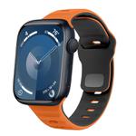 For Apple Watch Series 9 45mm Wave Texture Reverse Buckle Silicone Watch Band(Orange Black)