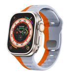 For Apple Watch Series 9 45mm Wave Texture Reverse Buckle Silicone Watch Band(Grey Orange)