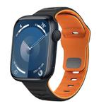 For Apple Watch Series 9 41mm Wave Texture Reverse Buckle Silicone Watch Band(Black Orange)