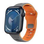 For Apple Watch Series 9 41mm Wave Texture Reverse Buckle Silicone Watch Band(Space Grey Orange)