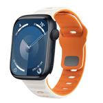 For Apple Watch Series 9 41mm Wave Texture Reverse Buckle Silicone Watch Band(Starlight Orange)