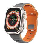 For Apple Watch Series 8 45mm Wave Texture Reverse Buckle Silicone Watch Band(Space Grey Orange)