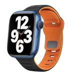 For Apple Watch Series 7 41mm Wave Texture Reverse Buckle Silicone Watch Band(Black Orange)