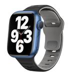 For Apple Watch Series 7 41mm Wave Texture Reverse Buckle Silicone Watch Band(Black Grey)