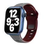 For Apple Watch Series 7 45mm Wave Texture Reverse Buckle Silicone Watch Band(Space Grey Wine Red)