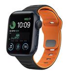 For Apple Watch SE 44mm Wave Texture Reverse Buckle Silicone Watch Band(Black Orange)