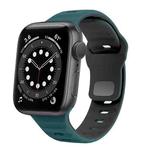 For Apple Watch Series 6 40mm Wave Texture Reverse Buckle Silicone Watch Band(Green Black)