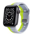 For Apple Watch Series 6 44mm Wave Texture Reverse Buckle Silicone Watch Band(Grey Green)