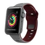 For Apple Watch Series 3 38mm Wave Texture Reverse Buckle Silicone Watch Band(Space Grey Wine Red)