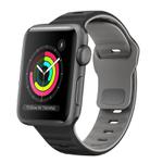 For Apple Watch Series 2 38mm Wave Texture Reverse Buckle Silicone Watch Band(Black Grey)