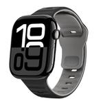 For Apple Watch Series 10 46mm Wave Texture Reverse Buckle Silicone Watch Band(Black Grey)