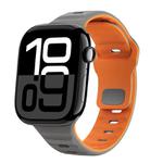 For Apple Watch Series 10 46mm Wave Texture Reverse Buckle Silicone Watch Band(Space Grey Orange)