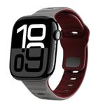 For Apple Watch Series 10 46mm Wave Texture Reverse Buckle Silicone Watch Band(Space Grey Wine Red)