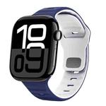 For Apple Watch Series 10 46mm Wave Texture Reverse Buckle Silicone Watch Band(Midnight Blue White)