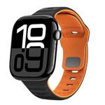 For Apple Watch Series 10 42mm Wave Texture Reverse Buckle Silicone Watch Band(Black Orange)