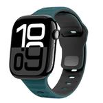 For Apple Watch Series 10 42mm Wave Texture Reverse Buckle Silicone Watch Band(Green Black)