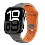 For Apple Watch Series 10 42mm Wave Texture Reverse Buckle Silicone Watch Band(Space Grey Orange)