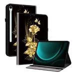 For Samsung Galaxy Tab S9 / S9 FE Crystal Texture Painted Leather Tablet Case(Gold Butterfly Rose)