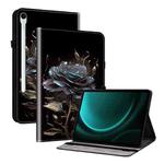 For Samsung Galaxy Tab S9 / S9 FE Crystal Texture Painted Leather Tablet Case(Black Rose)