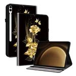 For Samsung Galaxy Tab S9+ / S9 FE+ Crystal Texture Painted Leather Tablet Case(Gold Butterfly Rose)