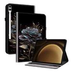 For Samsung Galaxy Tab S9+ / S9 FE+ Crystal Texture Painted Leather Tablet Case(Black Rose)