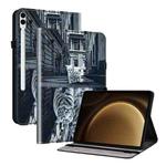 For Samsung Galaxy Tab S9+ / S9 FE+ Crystal Texture Painted Leather Tablet Case(Cat Reflection Tiger)