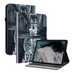 For Nokia T20 10.4 2021 Crystal Texture Painted Leather Tablet Case(Cat Reflection Tiger)