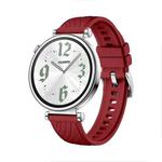 For Huawei Watch GT 4 18mm Texture Silver Buckle Silicone Watch Band(Red)