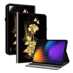 For Xiaomi Pad 7 / Pad 7 Pro Crystal Texture Painted Leather Tablet Case(Gold Butterfly Rose)