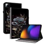 For Xiaomi Pad 7 / Pad 7 Pro Crystal Texture Painted Leather Tablet Case(Black Rose)