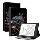 For Amazon Kindle Paperwhite5 Crystal Texture Painted Leather Tablet Case(Black Rose)