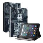 For Amazon Fire 7 2022 Crystal Texture Painted Leather Tablet Case(Cat Reflection Tiger)