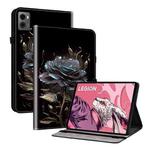 For Lenovo Legion Y700 2023 Crystal Texture Painted Leather Tablet Case(Black Rose)