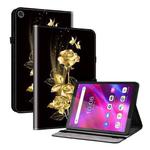 For Lenovo Tab M7 3rd Gen Crystal Texture Painted Leather Tablet Case(Gold Butterfly Rose)