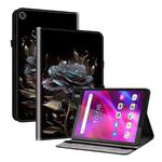 For Lenovo Tab M7 3rd Gen Crystal Texture Painted Leather Tablet Case(Black Rose)