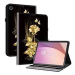 For Lenovo Tab M8 4th Gen TB300FU Crystal Texture Painted Leather Tablet Case(Gold Butterfly Rose)
